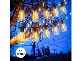 GLÜHBIRNEN LED LICHTERKETTE AUSSEN - 30 METER - 50+2 BIRNEN