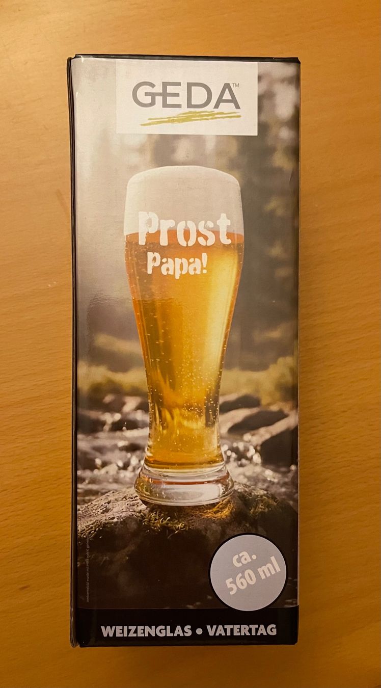 Gläser: Weizenbierglas Prost Papa 560ml 21cm – Neu und originalverpackt aus Basel von Seifehuesli 1