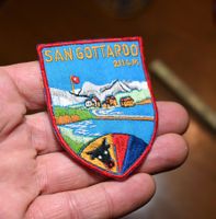 VINTAGE Badge SAN GOTTARDO nos ST. GALLER STICKEREI h-blau