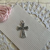 1x Anhanger Charm Metall Kreuz croix Look Silver pendentif