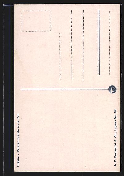 Cartoline postali: Lugano, Palazzo postale e via Peri, Stra – Usato da Berlin venduto da bartko-reher 1
