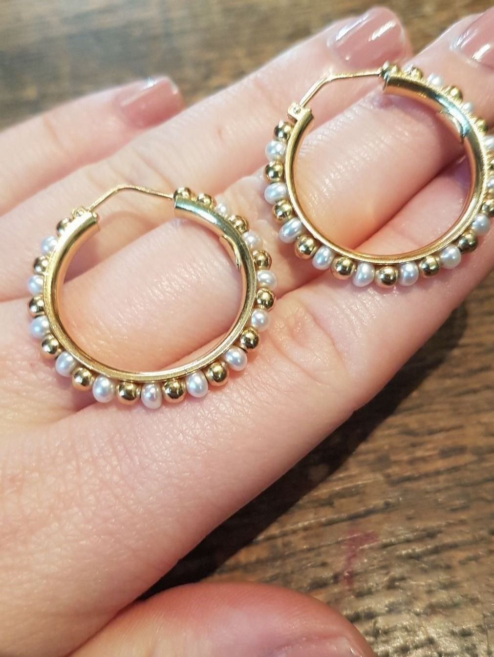Orecchini pendenti & Orecchini a lobo: Edle Ohrcreolen in Perlen/Gold Design – Nuovo (secondo la descrizione) da Unterägeri venduto da Altgoldschmuck 9