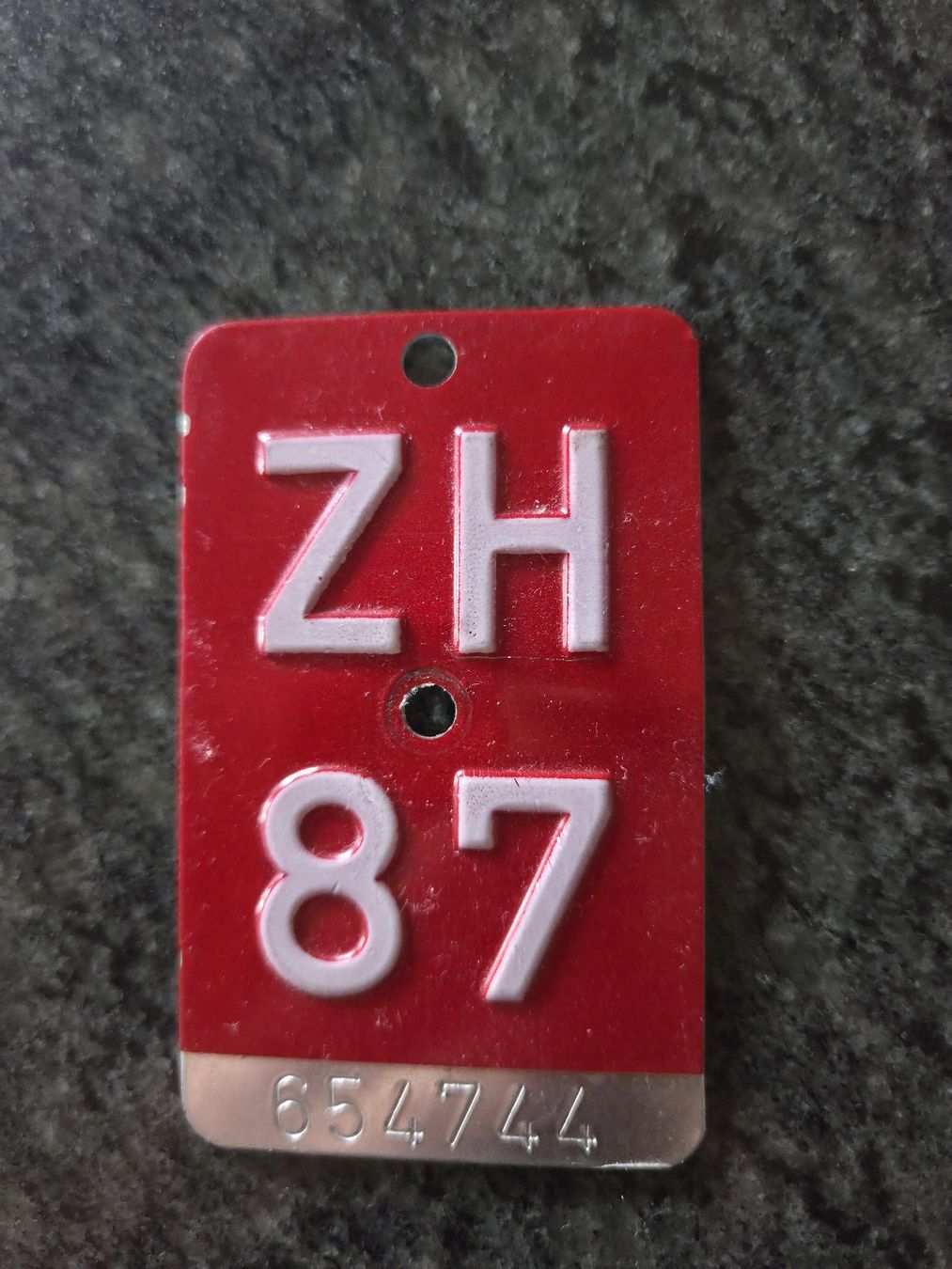 Schilder: Nummeranhänger ZH 87 mit Nummer 654744 – Gebraucht aus Schönenberg von gismogismo 1