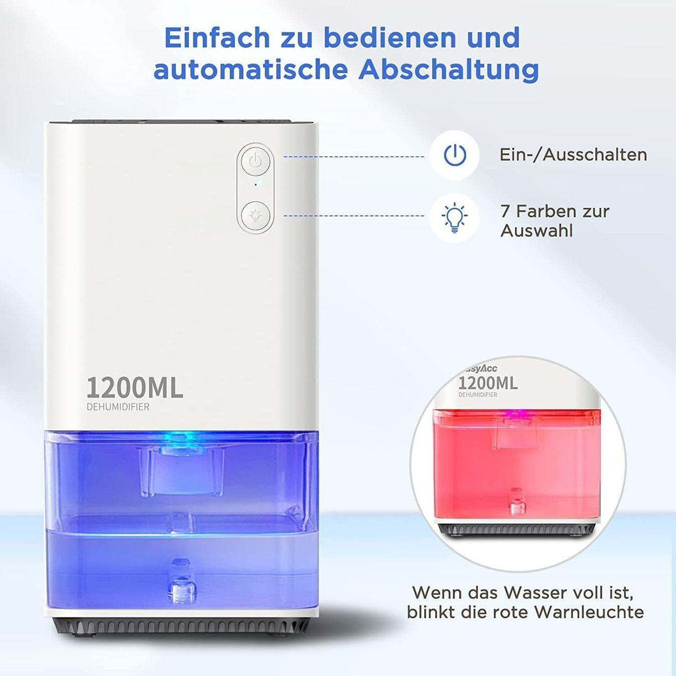 Luftentfeuchter: Luftentfeuchter mit LED 7 Farben Mini Entfeuchter – Neu und originalverpackt aus Genève von Top-Trend 5