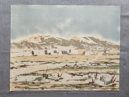 Lithographie IVAN MOSCA, Landschaft,  handsigniert