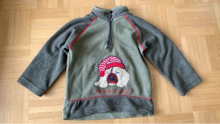 Kinder Fleece Pullover oliv mit Reissverschluss neuwertig