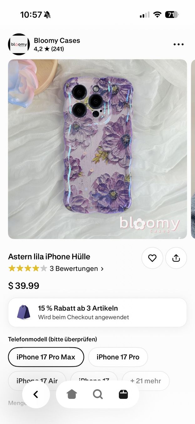 Coques & Protection écran: 2x iPhone 15 Pro Hülle mit Blumenmuster neu – Neuf (Voir description) à Burgdorf par fio_695l 5