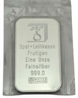 Silberbarren oz 999  Spar Leihkasse Frutigen 150 ans blister