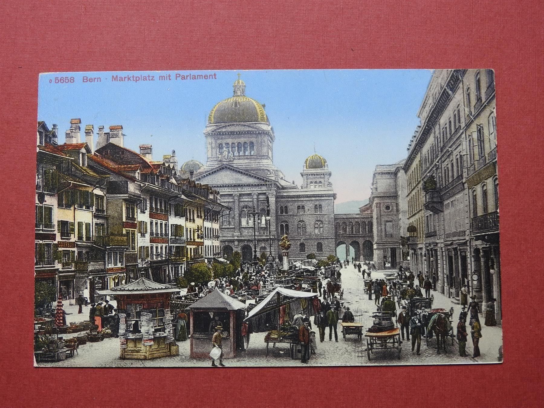 Cartoline postali: Bern - Marktplatz mit Parlament ! – Usato da Rain venduto da 999-800-K