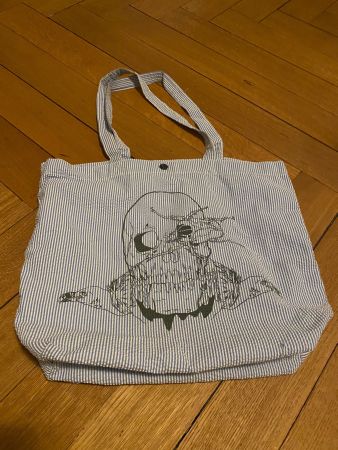Stofftasche Baumwolle blau-weiss gestreift / Seersucker