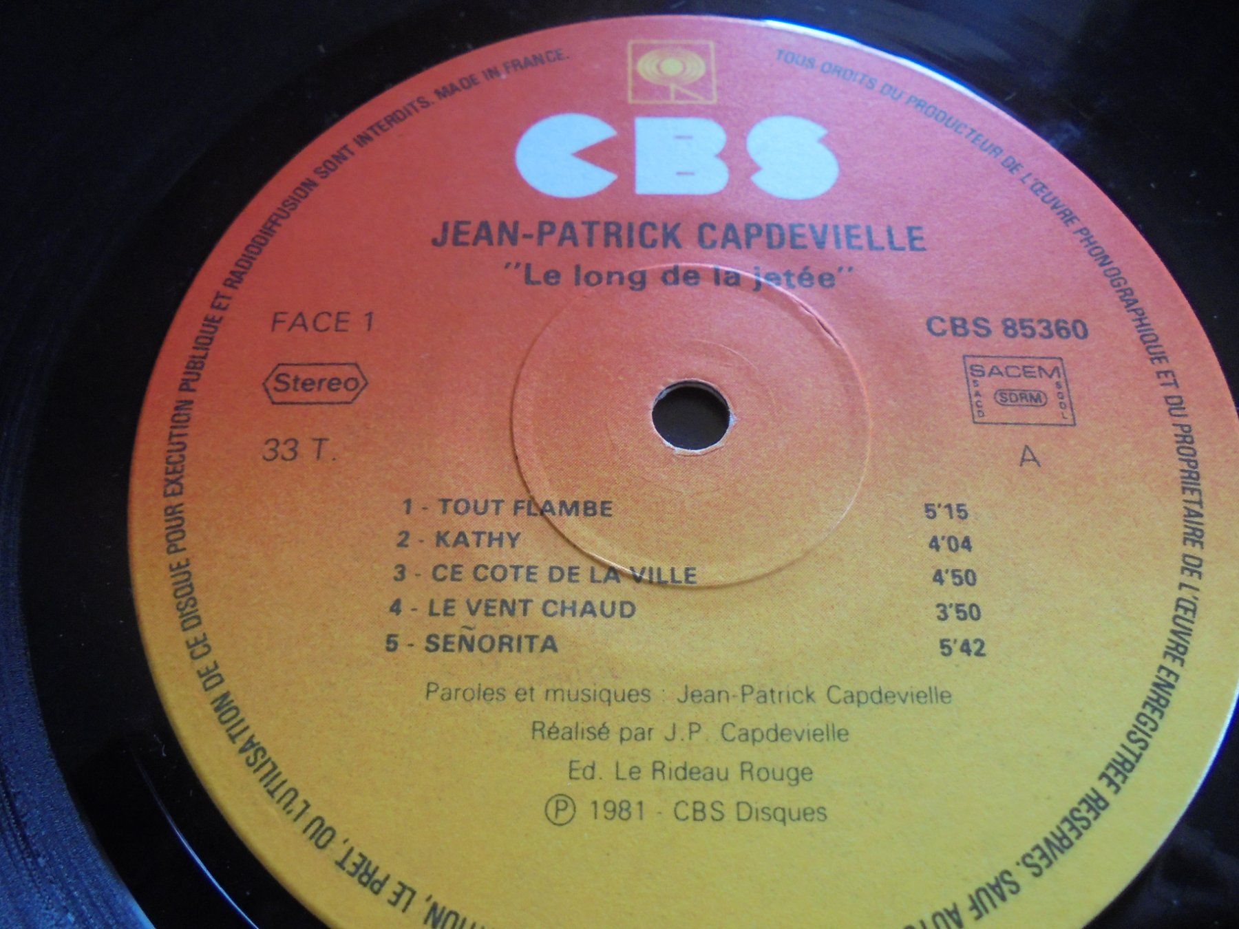 Schallplatten: Jean-Patrick CAPDEVIELLE " Le long de la jetée " LP France – Gebraucht aus Crissier von Promopost 2