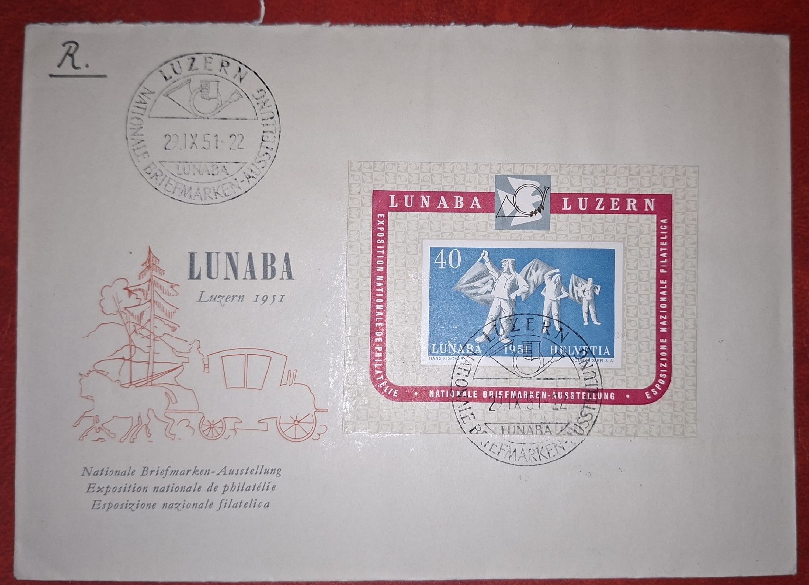 Tutti i francobolli: Brief Lunaba 1951 Luzern  – Usato da Balgach venduto da SIMEON27
