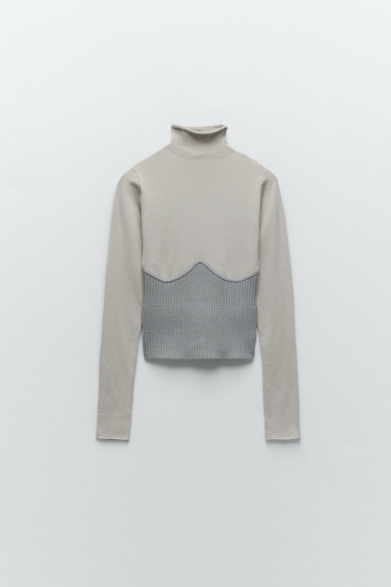 Zara Top: Zara Knit Top in Beige/Grau – Usato da Zürich venduto da di_archive 6