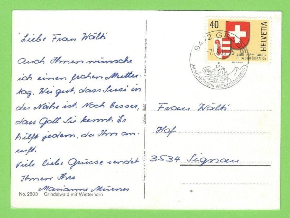 Cartoline postali: Grindelwald mit Wetterhorn – Usato da Zürich venduto da t24_de 1