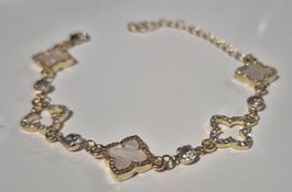 Bracciale donna oro con quadrifogli e strass nuovo