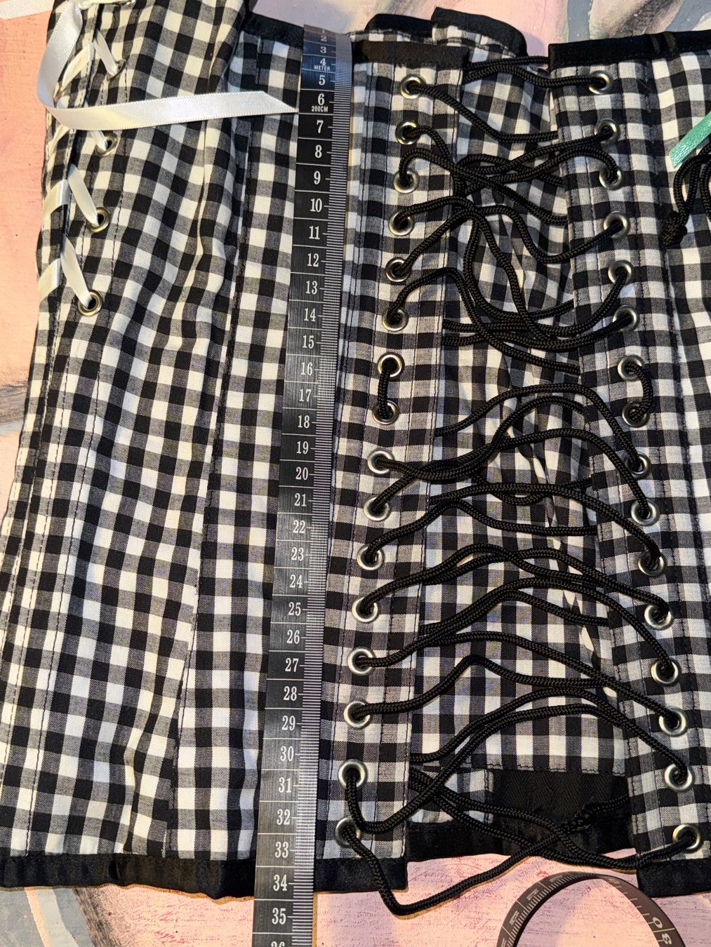 Sonstige Unterwäsche: Bespoke B&W Gingham Cotton Belt-Corset size 40 – Gebraucht aus Birsfelden von Brut 3