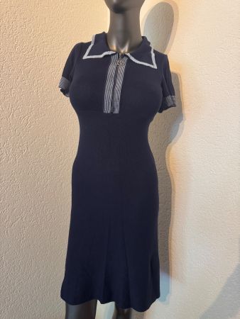 Strickkleid Marine Blau Half-Zip Polo Kleid Gr S Gut Erhalte
