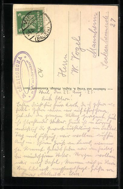 Cartoline postali: St. Chrischona /Riehen-Basel, Blickauf W – Usato da Berlin venduto da bartko-reher 1