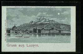 Litho Luzern, Dampfer nähert sich der S