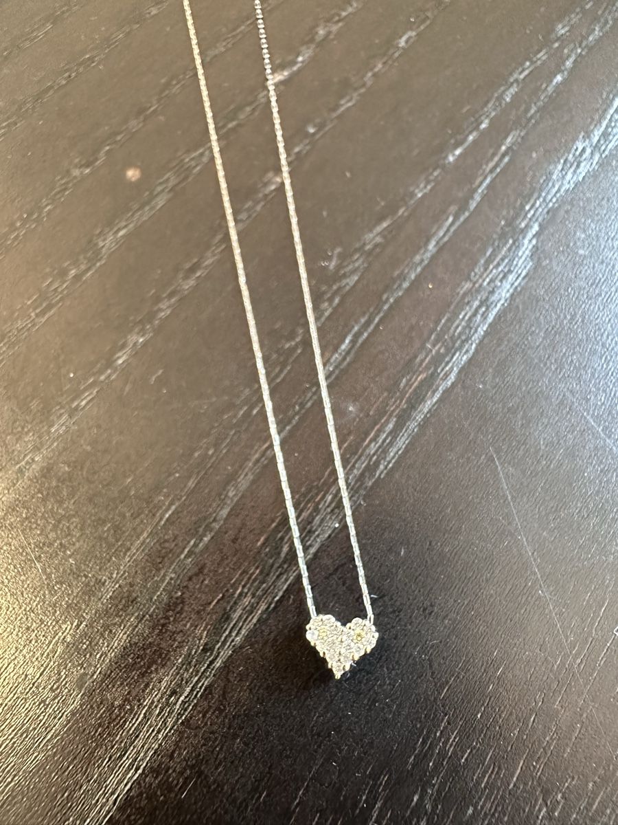 Catenine: Platinum necklace with heart diamond pendant – Nuovo (secondo la descrizione) da Zürich venduto da dia_ykh2 2