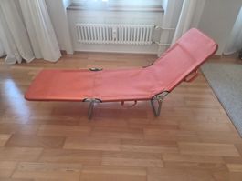Vintage Klapp Liegestuhl Gartenliege Orange