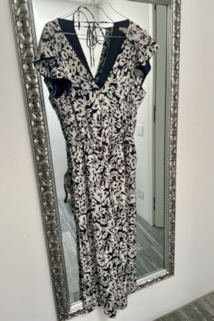 H&M Summer Jumpsuit, Size 36, Navy & White Floral Print.
