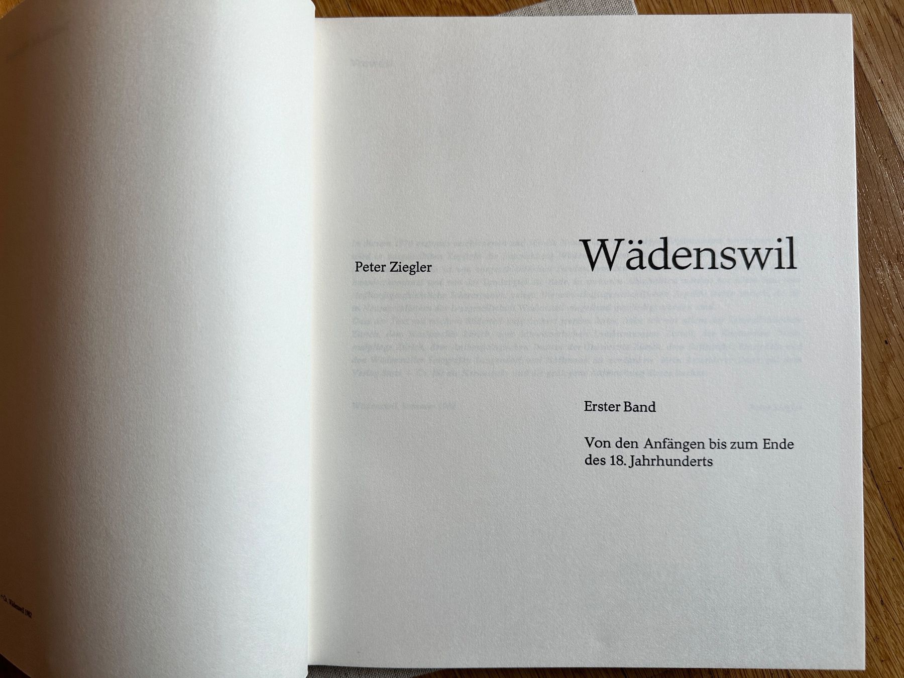 Libri: Peter Ziegler: Wädenswil. 2 Bde. – Usato da Zürich venduto da allp 1