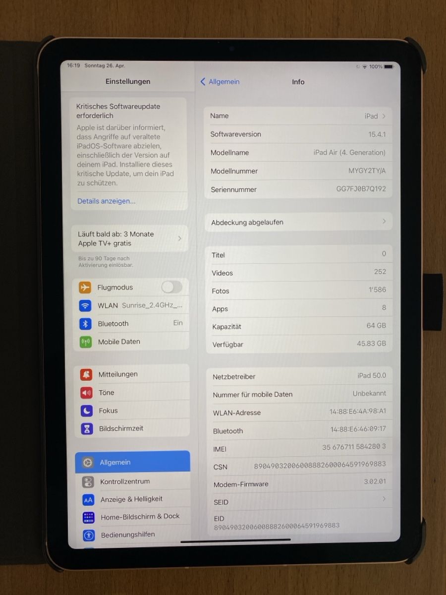 Apple Tablet PC: iPad Air (4. Generation) 64 GB – Usato da Wohlen AG venduto da reswo01 5