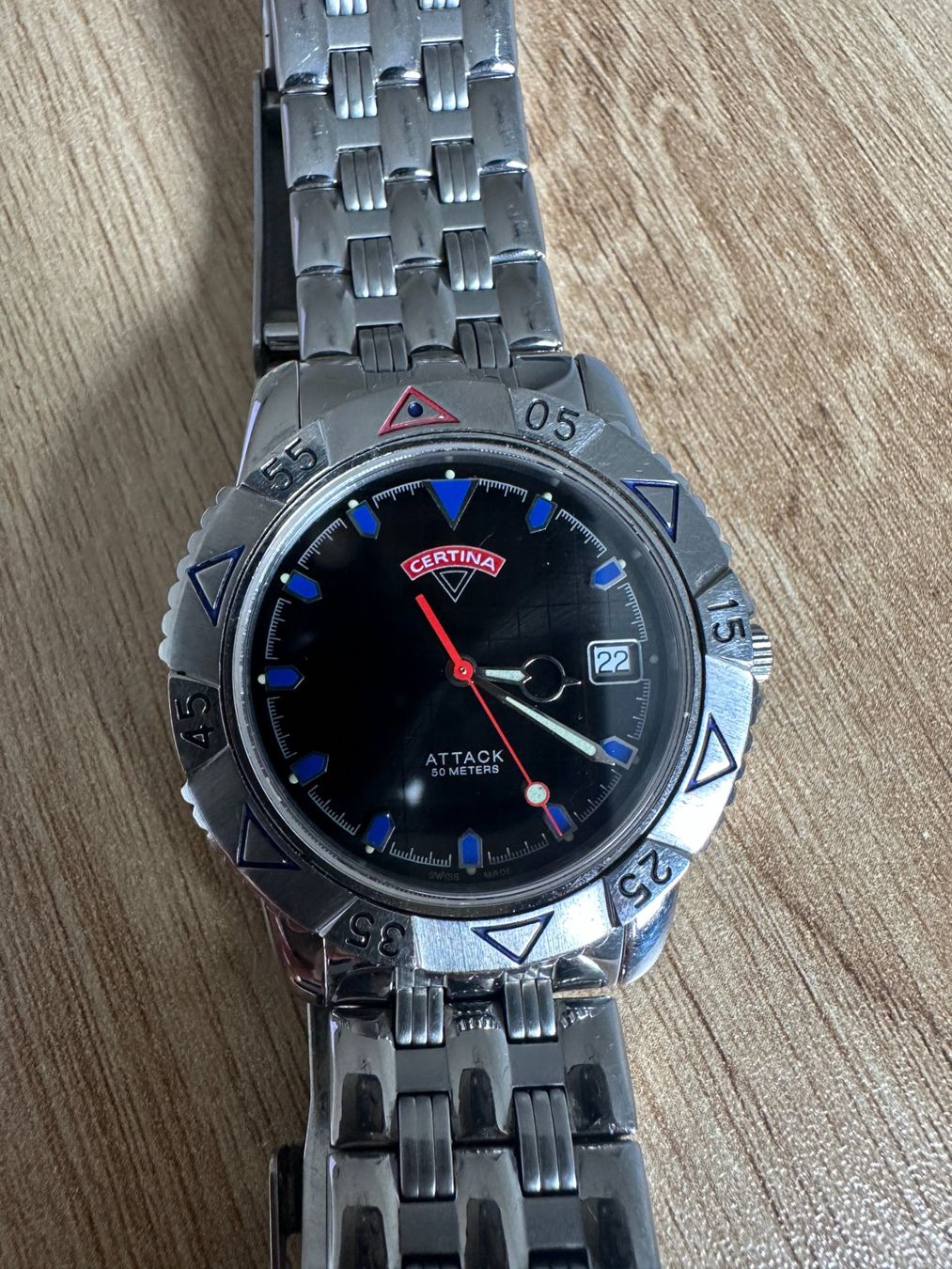 Certina Orologi: CERTINA Attack 50 Metera Herren Uhr Blau – Usato da Zürich venduto da Odeono 1