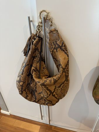 Gucci Python Handtasche mit Fransen - braun/beige - sehr gut