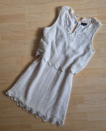 Kleid weiss gehäkelt Damen Grösse S/M 38 Topshop 