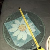 Sommerliche Glasteller 5x  mit Sonne-Motiv, Durchmesser 32cm