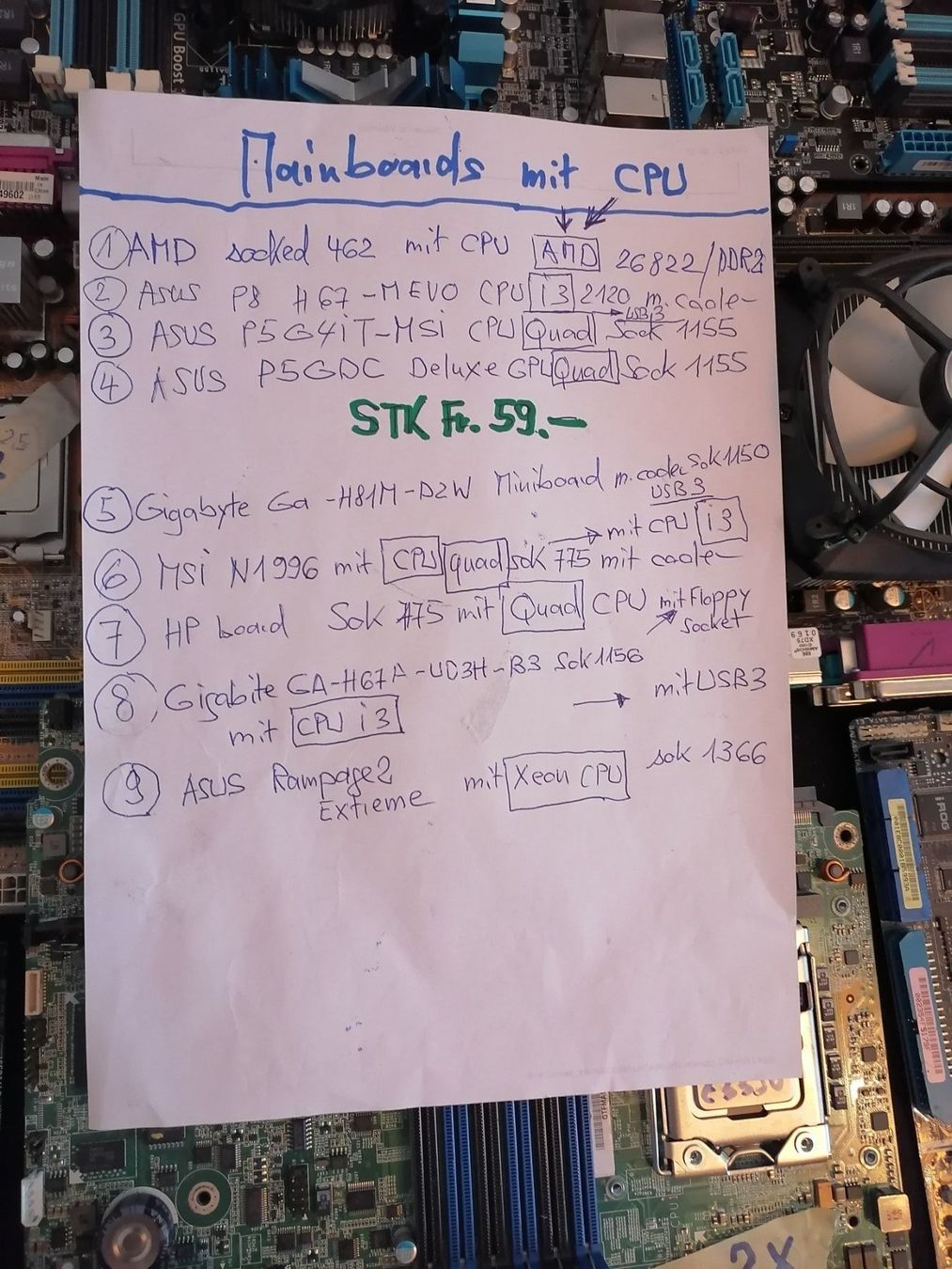 Mainboards: MAINBOARD mit  I 7 cpu intel – Gebraucht aus wila von audi48 1