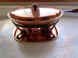 STÖCKLI KUPFERPFANNE MIT RECHAUD FLAMBIER-SET SWISS MADE