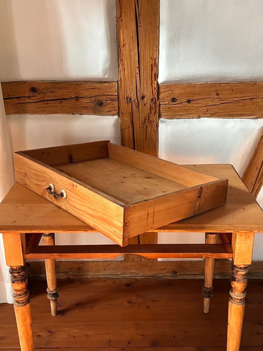 Tavoli: Rustikaler Holztisch mit Schublade - 90x60cm – Usato da Boppelsen venduto da Marcellinho 3