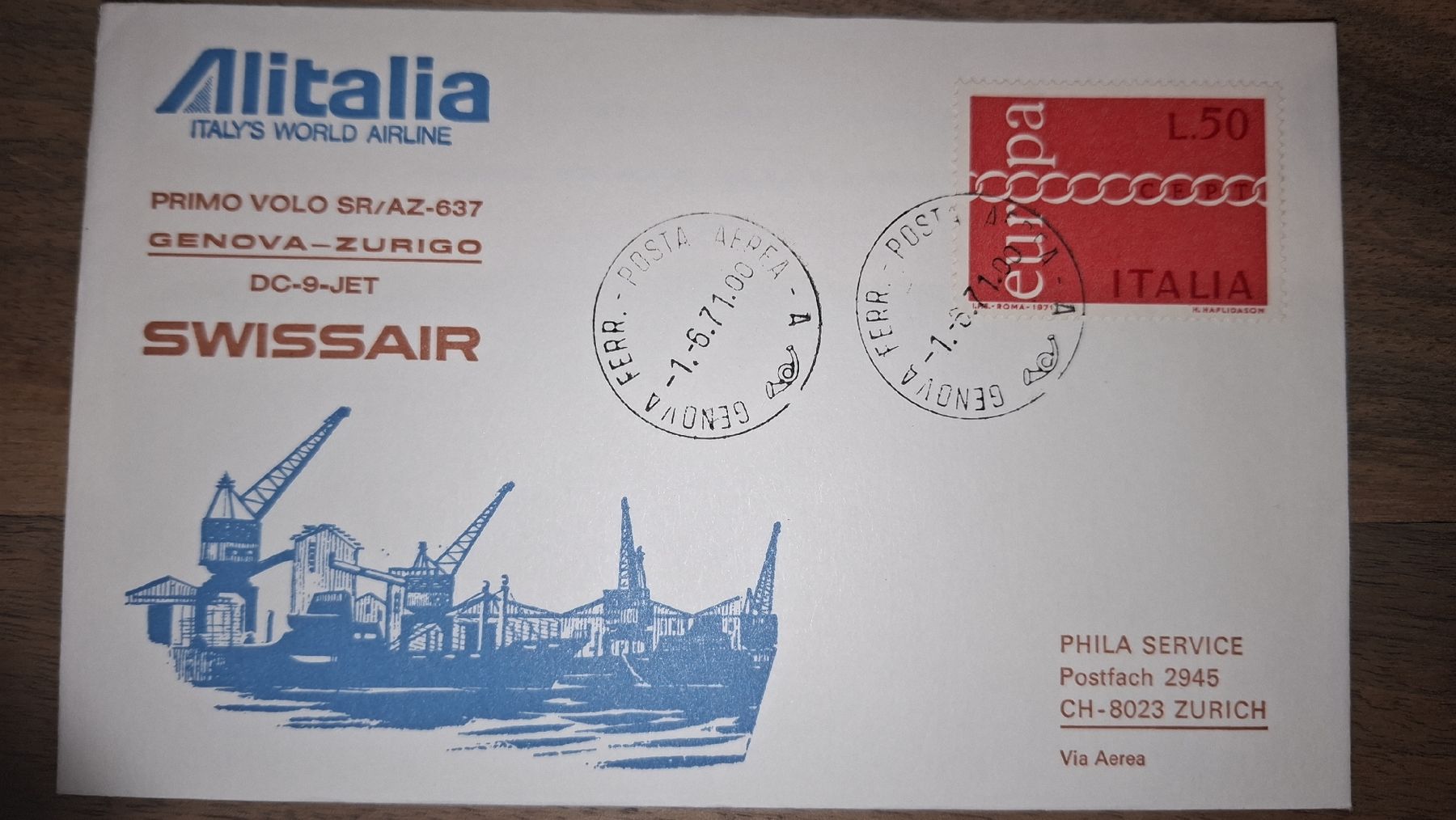 Tutti i francobolli: Swissair 01.06.1971 – Usato da Balgach venduto da SIMEON27