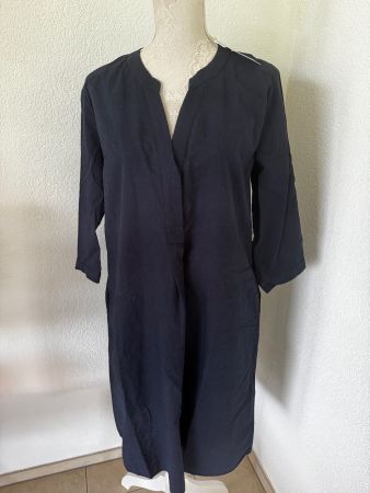 Neuware Milano Leinen Baumwolle Kleid Dunkelblau Gr. 36