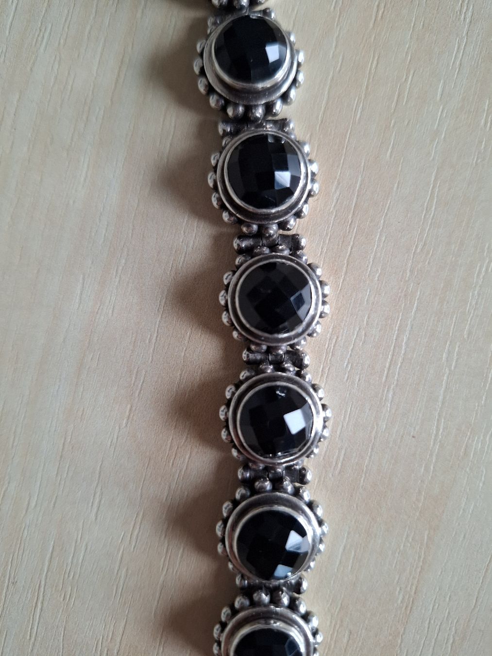 Onyx Bracciali & Braccialetti: Silberarmband massiv mit Onyxsteinen – Nuovo (secondo la descrizione) da Buochs venduto da LUINO7