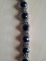 Silberarmband massiv mit Onyxsteinen