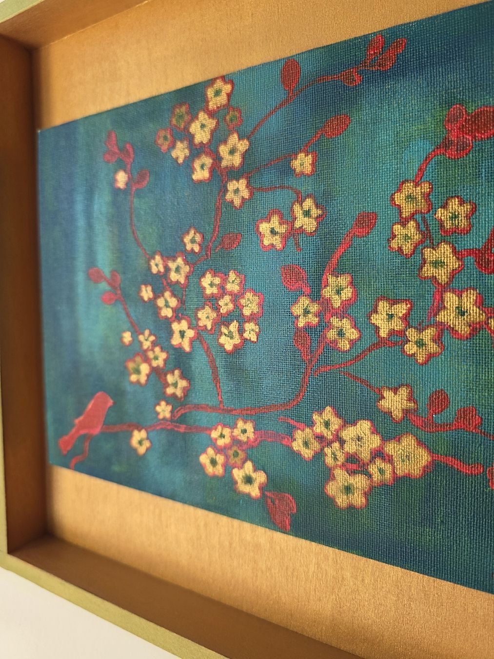Lavagne: Tableau vert/doré d'oiseaux et de fleurs, parfait décor! – Nuovo (secondo la descrizione) da Schlieren venduto da Hope_2026