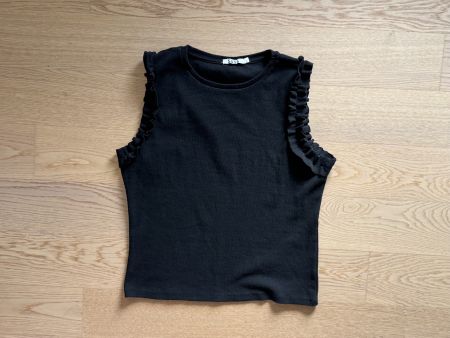 Sass Ripp-Top ärmellos schwarz Rüschen Gr. 44/46