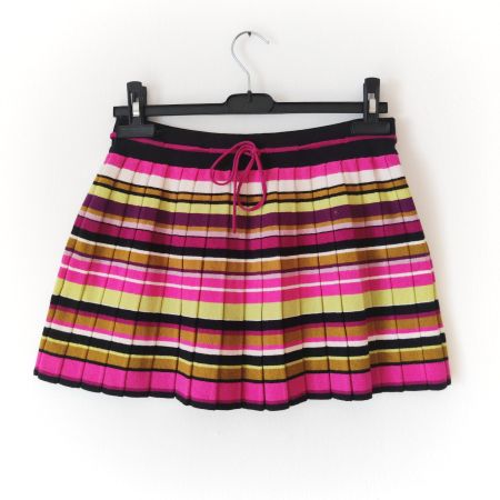 MISSONI Mini Rock Plissee gestrickt Wolle Jupe Streifen Gr.S