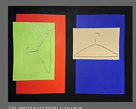 Dipinti: 2 ACRYLBILDER "KLEIDERBÜGEL", EINZELANFERTIGUNGEN – Usato da Zollikerberg venduto da Doris11362