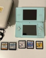 Nintendo DS Lite hellblau wie neu mit 5 Spielen und Hülle