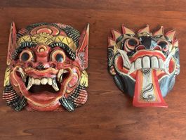 Balinesische Barong Maske,Wanddekoration 2 Stk. 