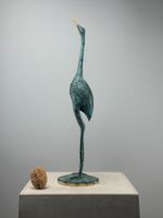 Statue Héron en Bronze 35 cm | Sculpture Oiseau Décorative