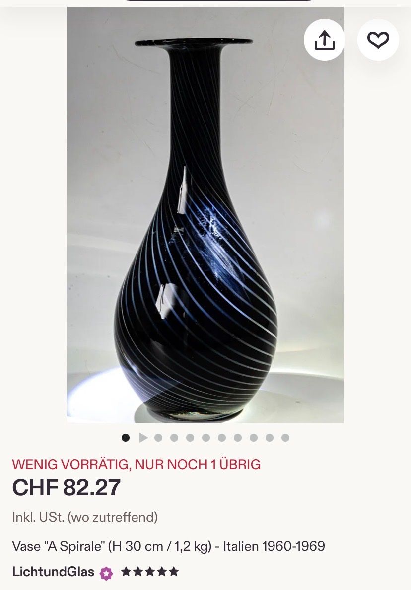 Vasen & Gefässe: Murano Vase 1960er Swirl – Gebraucht aus Männedorf von Maru83 3