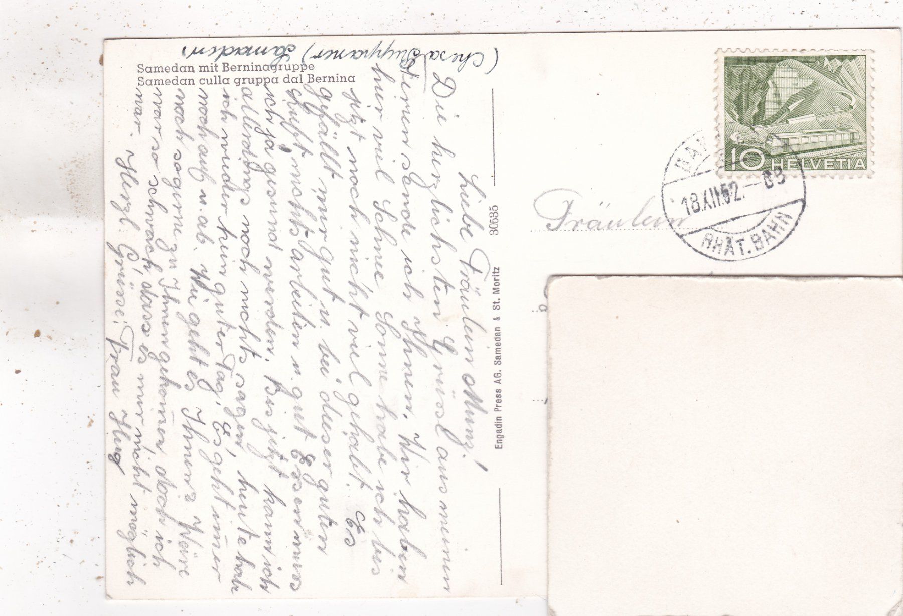 Cartoline postali: Samedan mit Berninagruppe 1952 – Usato da Herisau venduto da Lisegrat2008 1