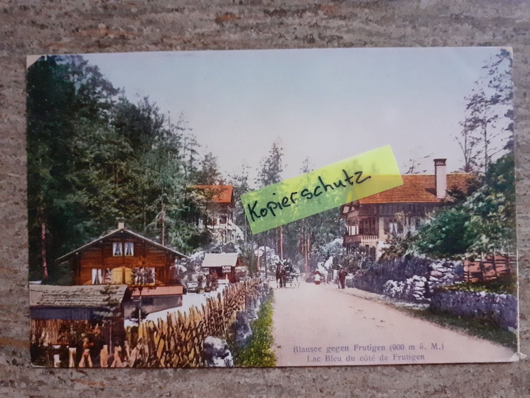 Cartoline postali: Blausee gegen Frutigen 1909 AK Mitholz Strassen Häuser Bern – Usato da Küssnacht am Rigi venduto da cartolina-1