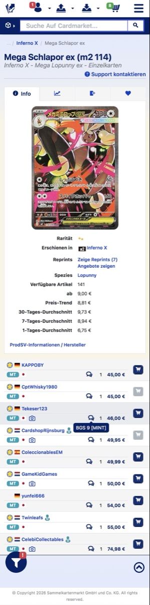 Pokémon Carte collezionabili: Pokémon Mega Lopunny ex 114/080 SAR – Nuovo (secondo la descrizione) da Liebefeld venduto da Swiss-TCG 2